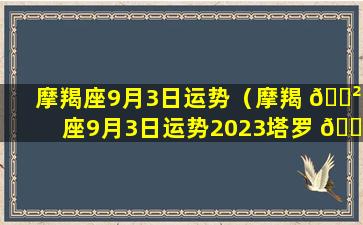 摩羯座9月3日运势（摩羯 🌲 座9月3日运势2023塔罗 🐛 ）